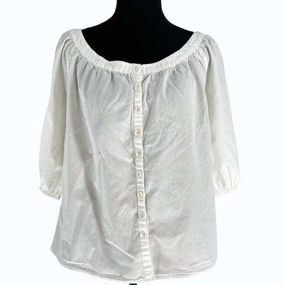Odille Tops - Odille Anthropologie Cotton Peasant Blouse Womens 4 Boho‎ Cottagecore Top White